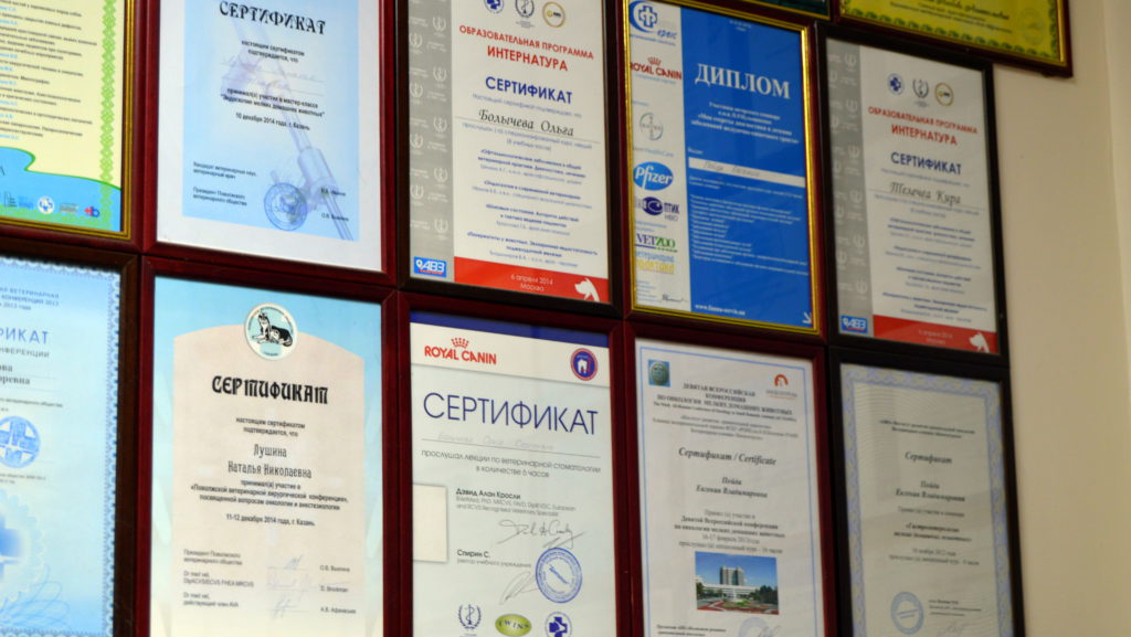 Сертификаты клиники в г. Новомосковск