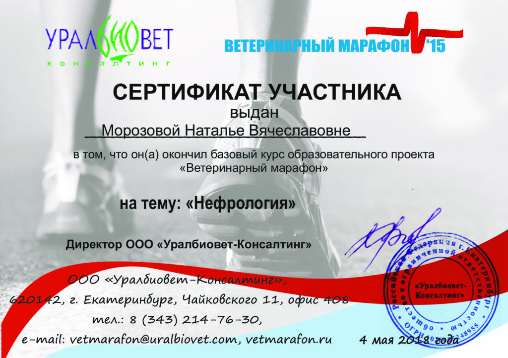 Сертификат Морозовой Натальи Вячеславовны