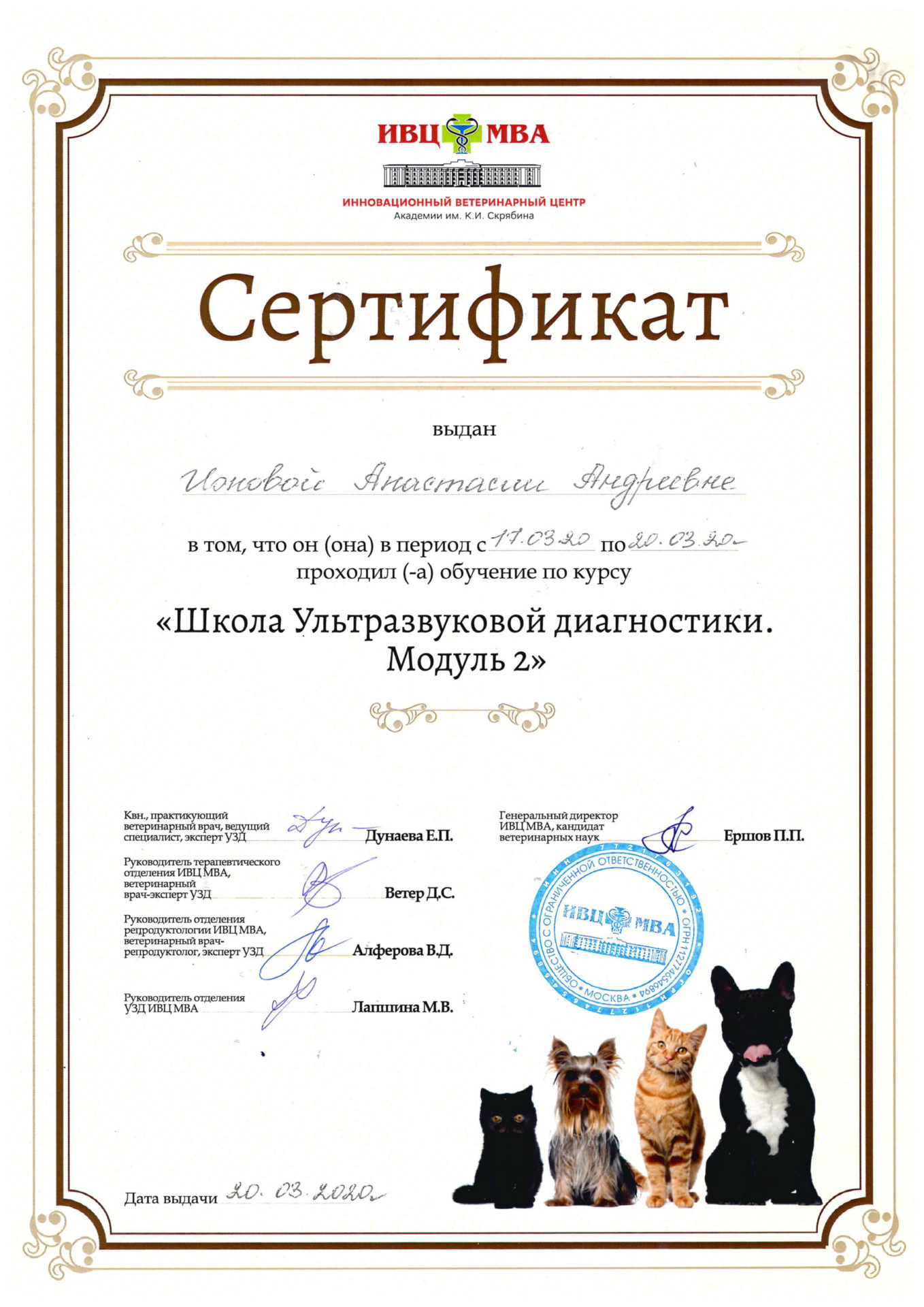 Сертификат Ионовой Анастасии Андреевны